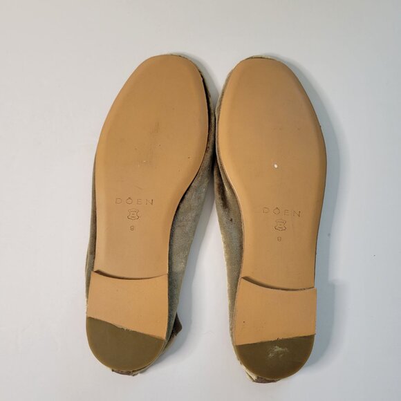 Doen Velvet Ballet Flats Gold Neutral Bow Accent Made in USA Size 9 EUC - Picture 6 of 6